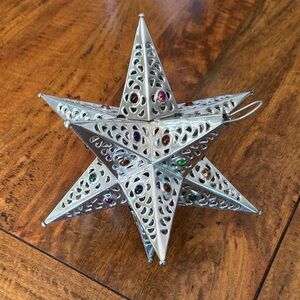 Mexican tin Silver Star with colorful marbles